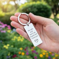 Load image into Gallery viewer, Be Safe Don't Do Stupid Personalized Keychain Couples Relationship Girlfriend to Boyfriend Gift
