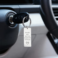 Load image into Gallery viewer, Be Safe Don't Do Stupid Personalized Keychain Couples Relationship Girlfriend to Boyfriend Gift
