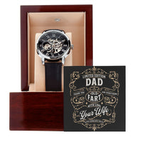 Load image into Gallery viewer, Thank You Old Fart Love Wife | Wife To Dad Husband Openwork Watch Gift
