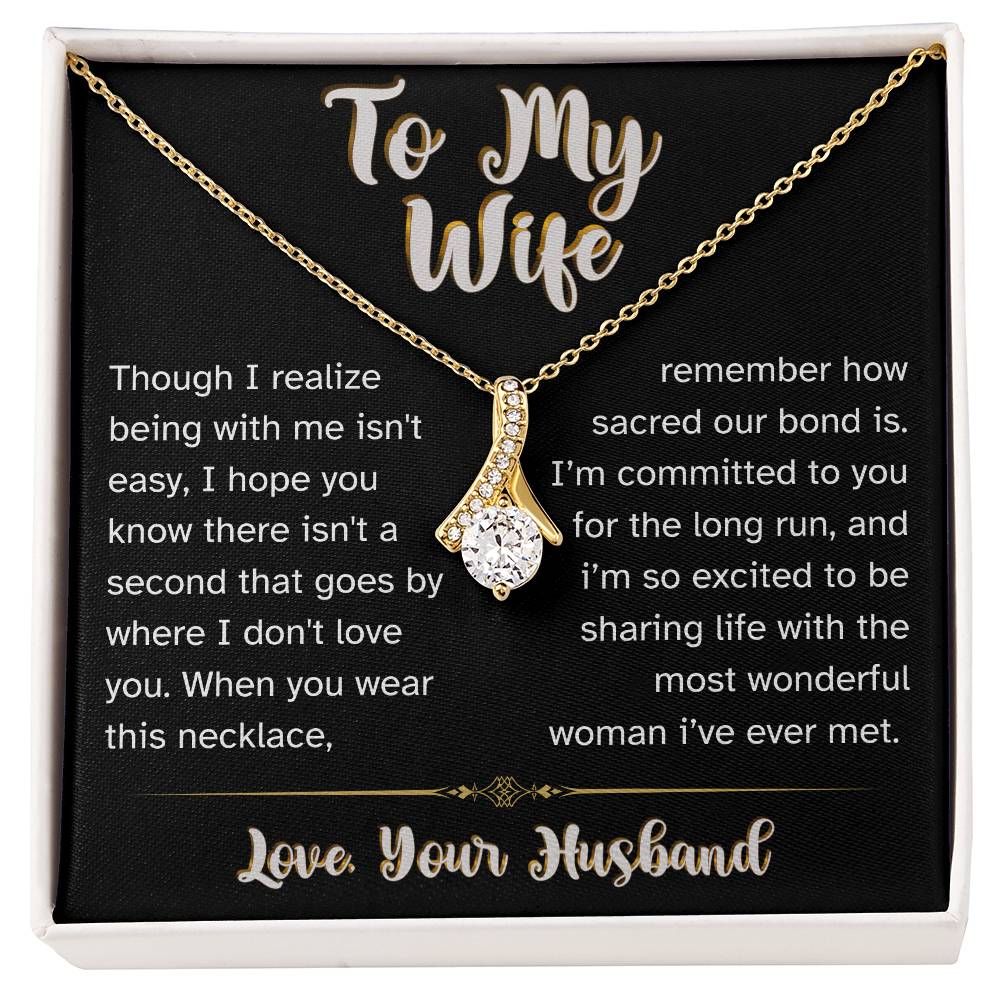 Most Wonderful Woman - To My Wife Love Husband Jewelry Message Card Necklace Gift