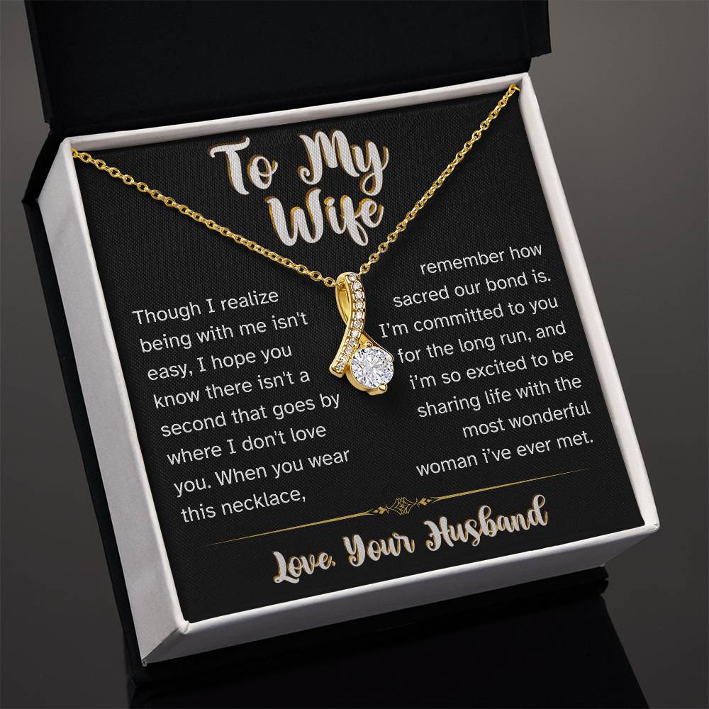 Most Wonderful Woman - To My Wife Love Husband Jewelry Message Card Necklace Gift