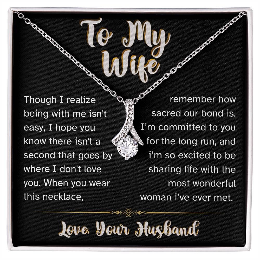 Most Wonderful Woman - To My Wife Love Husband Jewelry Message Card Necklace Gift