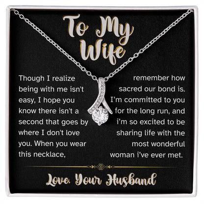 Most Wonderful Woman - To My Wife Love Husband Jewelry Message Card Necklace Gift