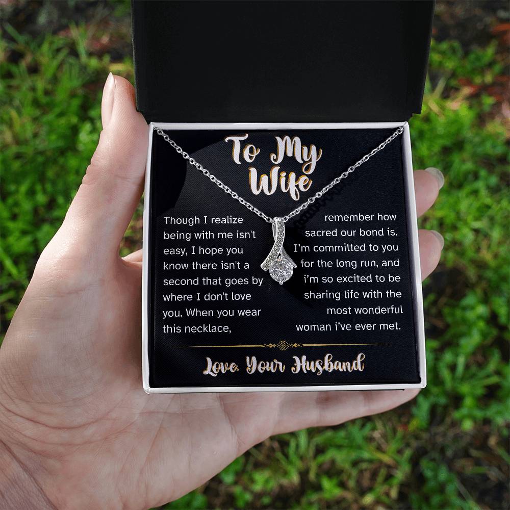 Most Wonderful Woman - To My Wife Love Husband Jewelry Message Card Necklace Gift