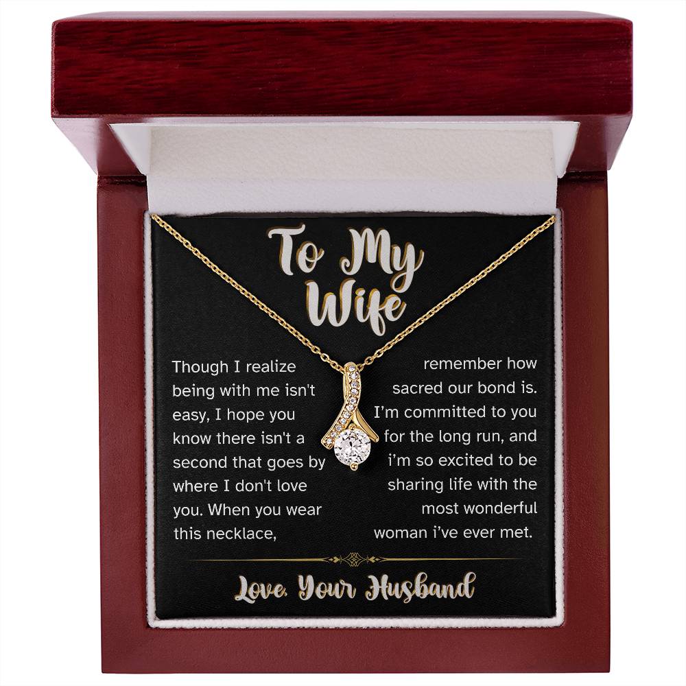 Most Wonderful Woman - To My Wife Love Husband Jewelry Message Card Necklace Gift