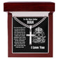 To My Blue Collar MAN | Cuban Link Chain Cross Stainless Steel Necklace Message Card Gift
