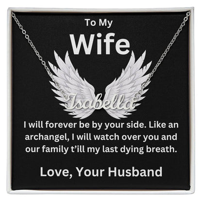 Like an Archangel Husband To Wife Jewelry Message Card Gift Personalized Name Necklace