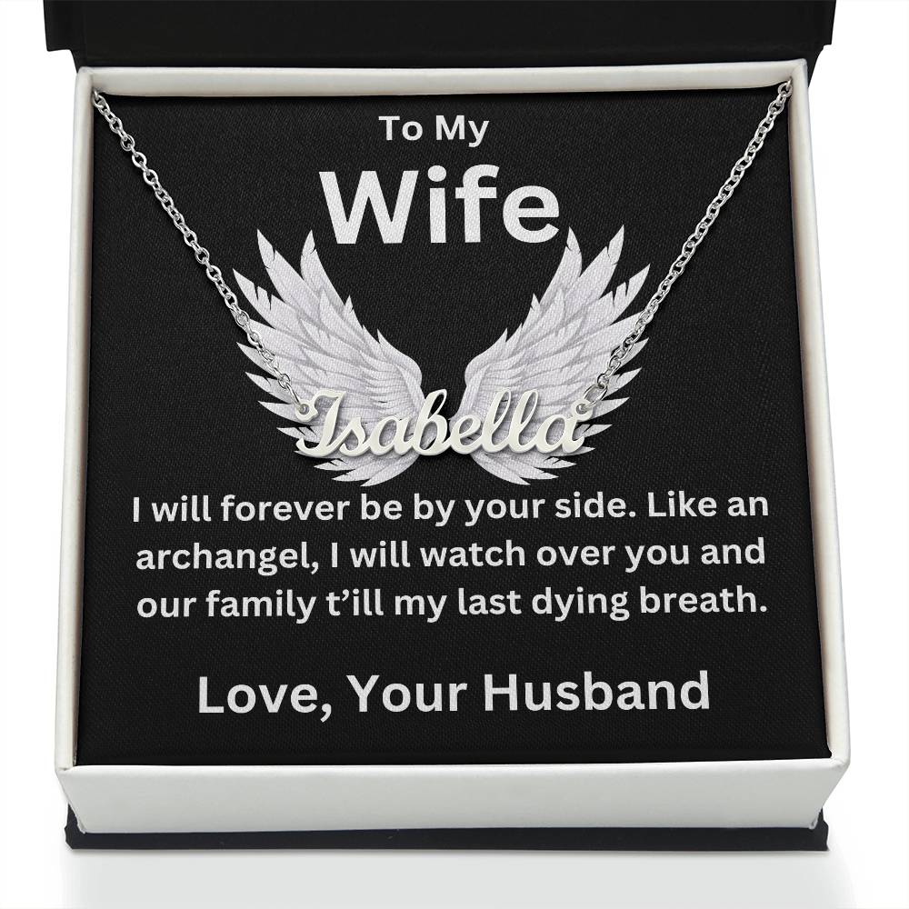 Like an Archangel Husband To Wife Jewelry Message Card Gift Personalized Name Necklace