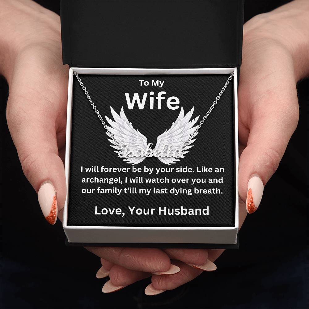 Like an Archangel Husband To Wife Jewelry Message Card Gift Personalized Name Necklace