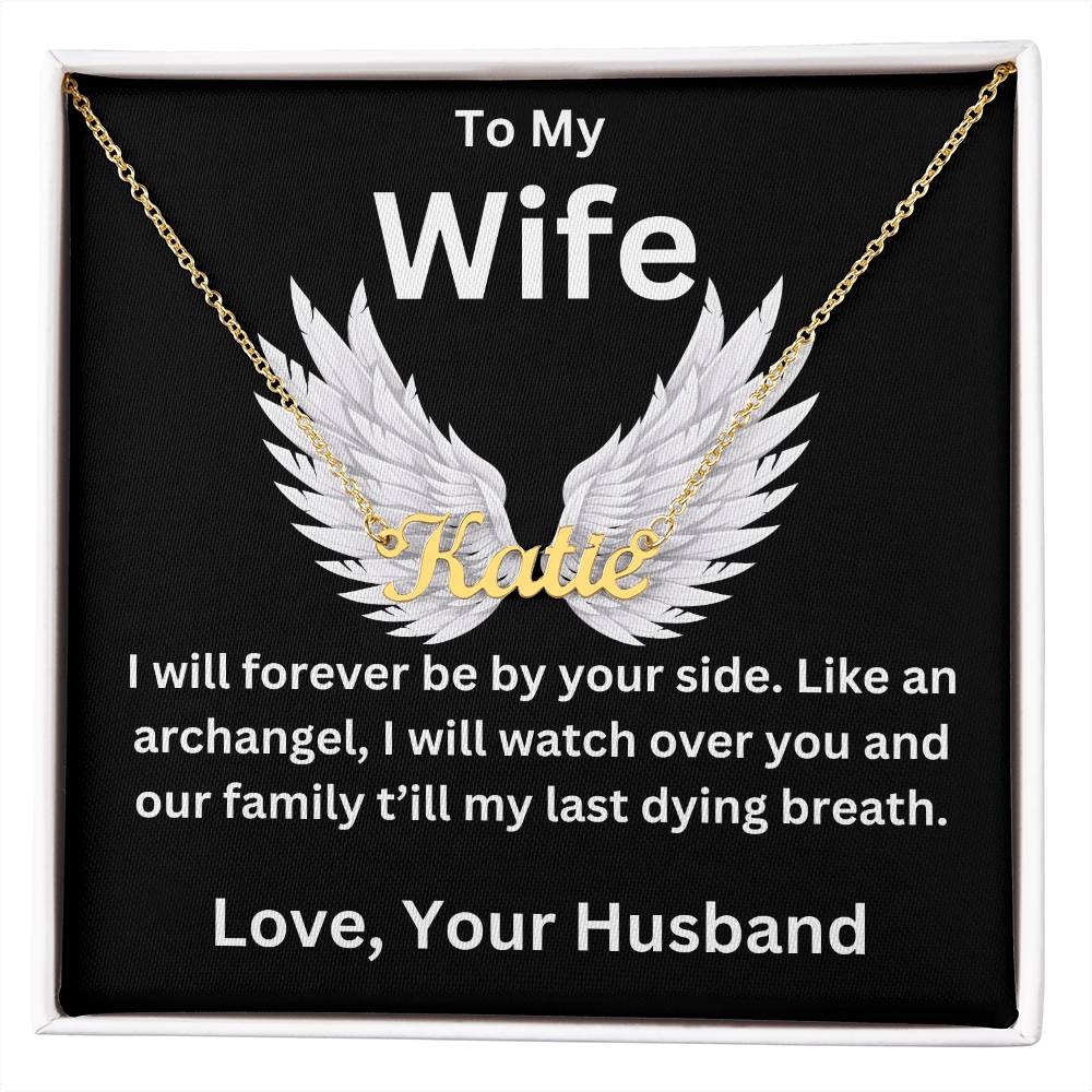 Like an Archangel Husband To Wife Jewelry Message Card Gift Personalized Name Necklace