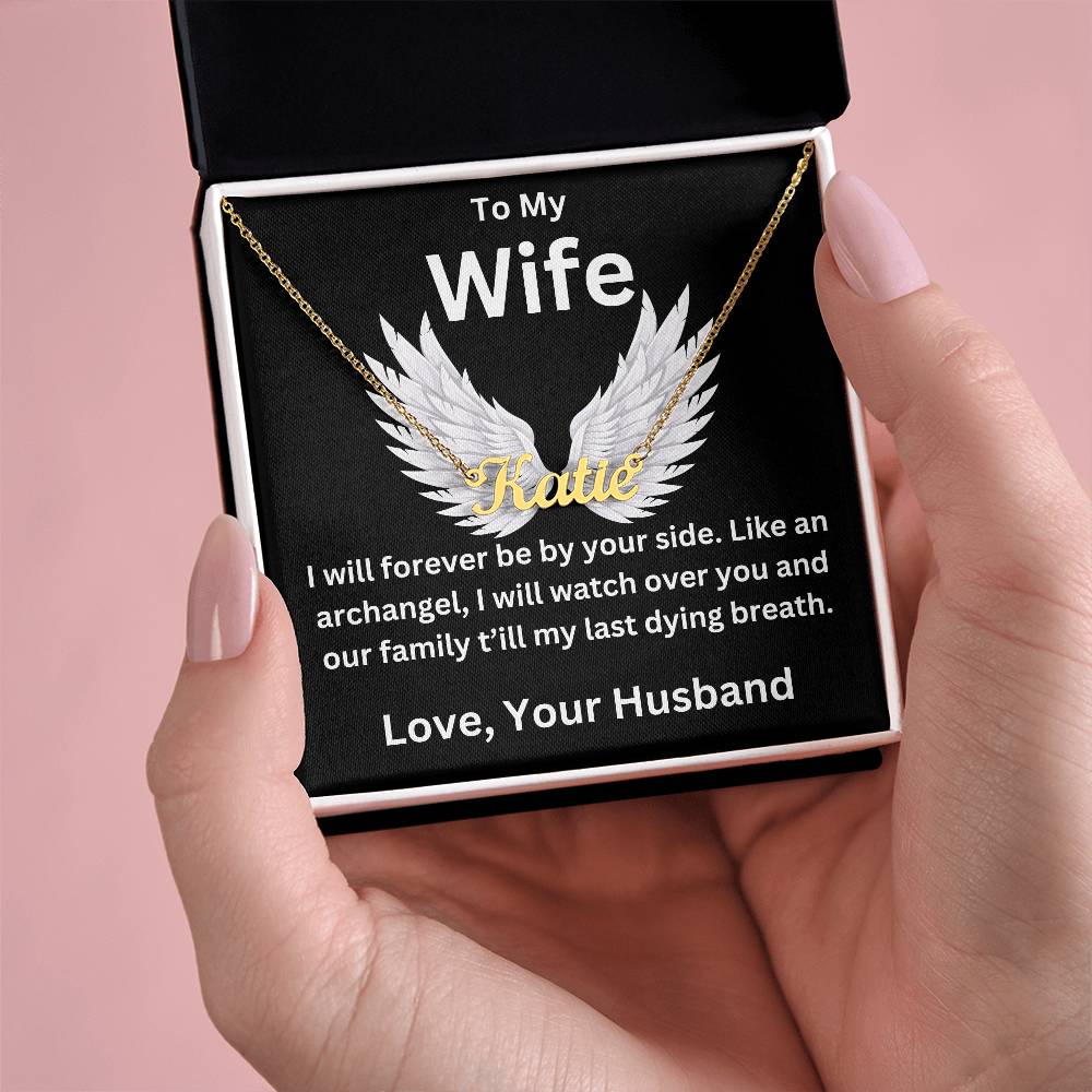 Like an Archangel Husband To Wife Jewelry Message Card Gift Personalized Name Necklace