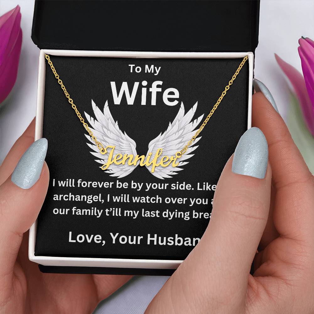 Like an Archangel Husband To Wife Jewelry Message Card Gift Personalized Name Necklace