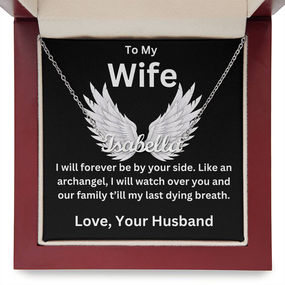 Like an Archangel Husband To Wife Jewelry Message Card Gift Personalized Name Necklace