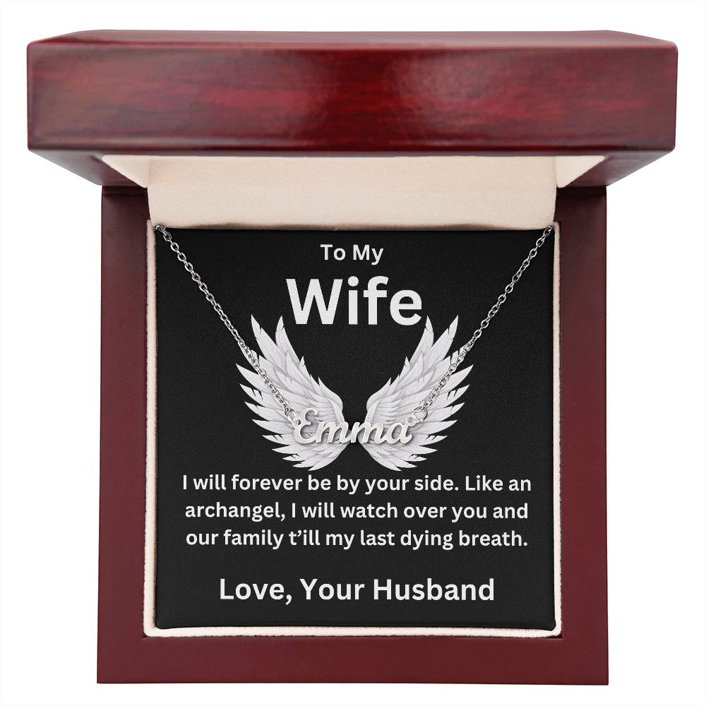 Like an Archangel Husband To Wife Jewelry Message Card Gift Personalized Name Necklace