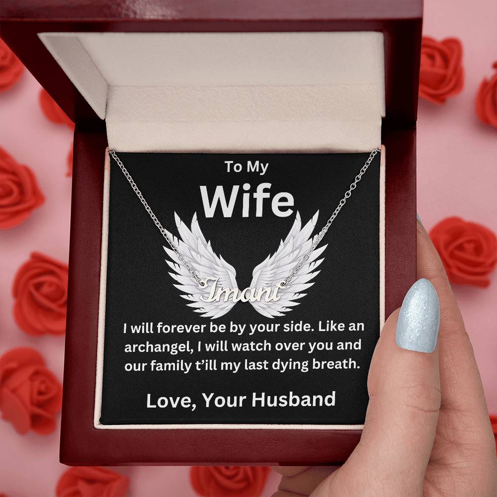 Like an Archangel Husband To Wife Jewelry Message Card Gift Personalized Name Necklace