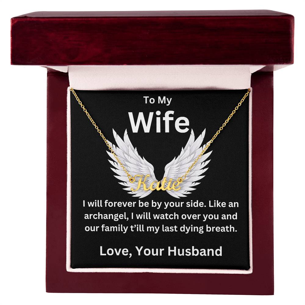 Like an Archangel Husband To Wife Jewelry Message Card Gift Personalized Name Necklace