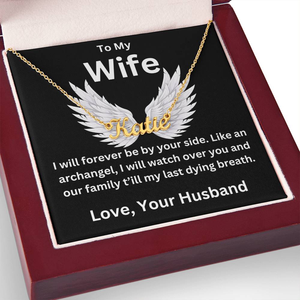 Like an Archangel Husband To Wife Jewelry Message Card Gift Personalized Name Necklace