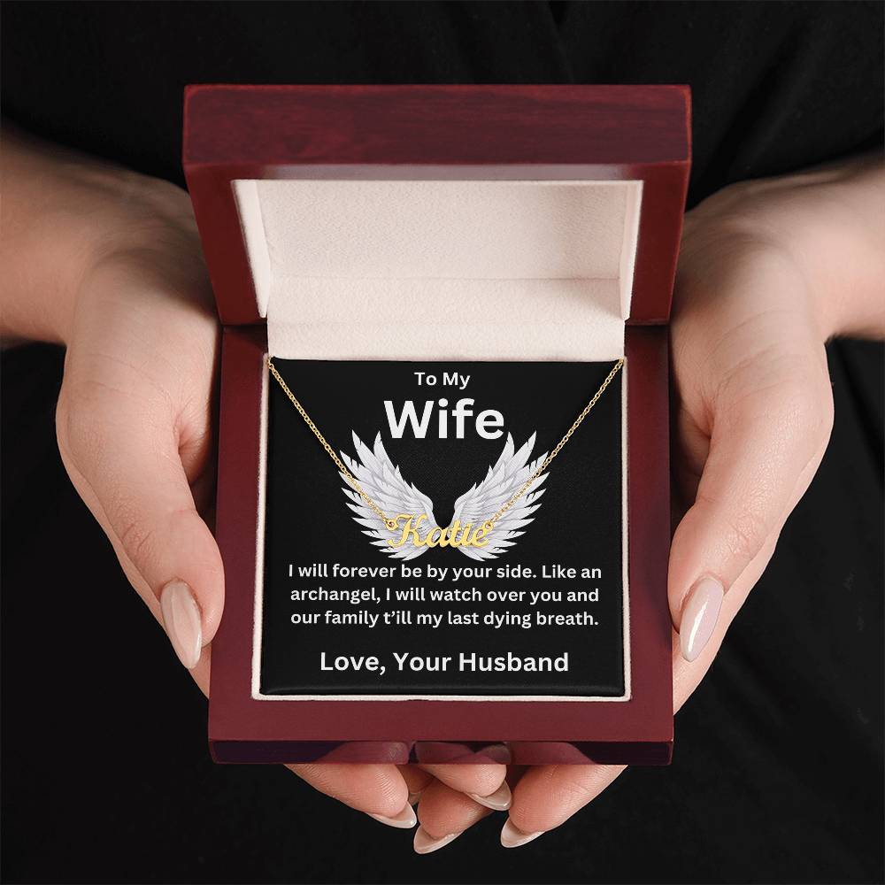 Like an Archangel Husband To Wife Jewelry Message Card Gift Personalized Name Necklace