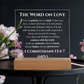 Bible Verse The Word On Love 1 Corinthians  13: 4-7 Acrylic LED Plaque Gift