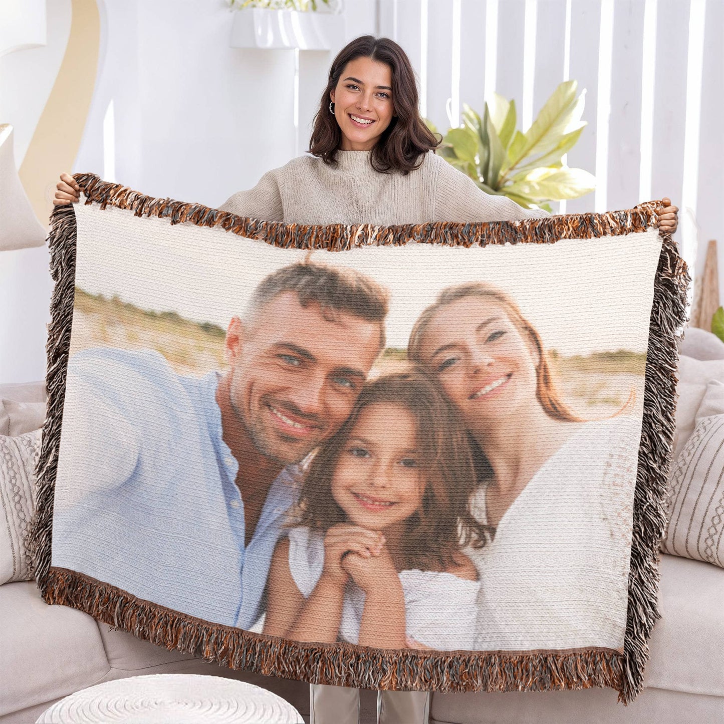Personalized Photo Upload Heirloom Premium Cotton Woven Blanket