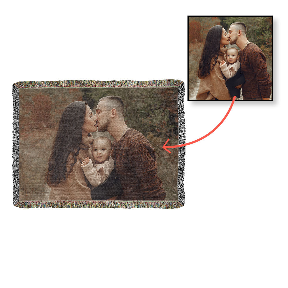 Personalized Photo Upload Heirloom Premium Cotton Woven Blanket