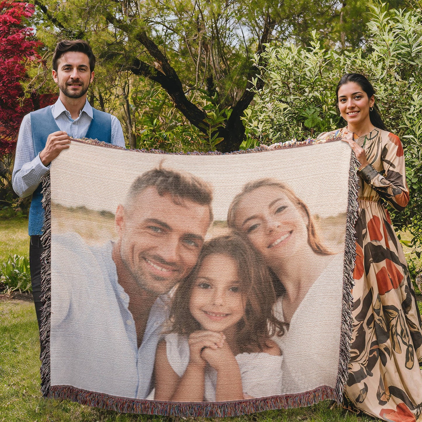 Personalized Photo Upload Heirloom Premium Cotton Woven Blanket