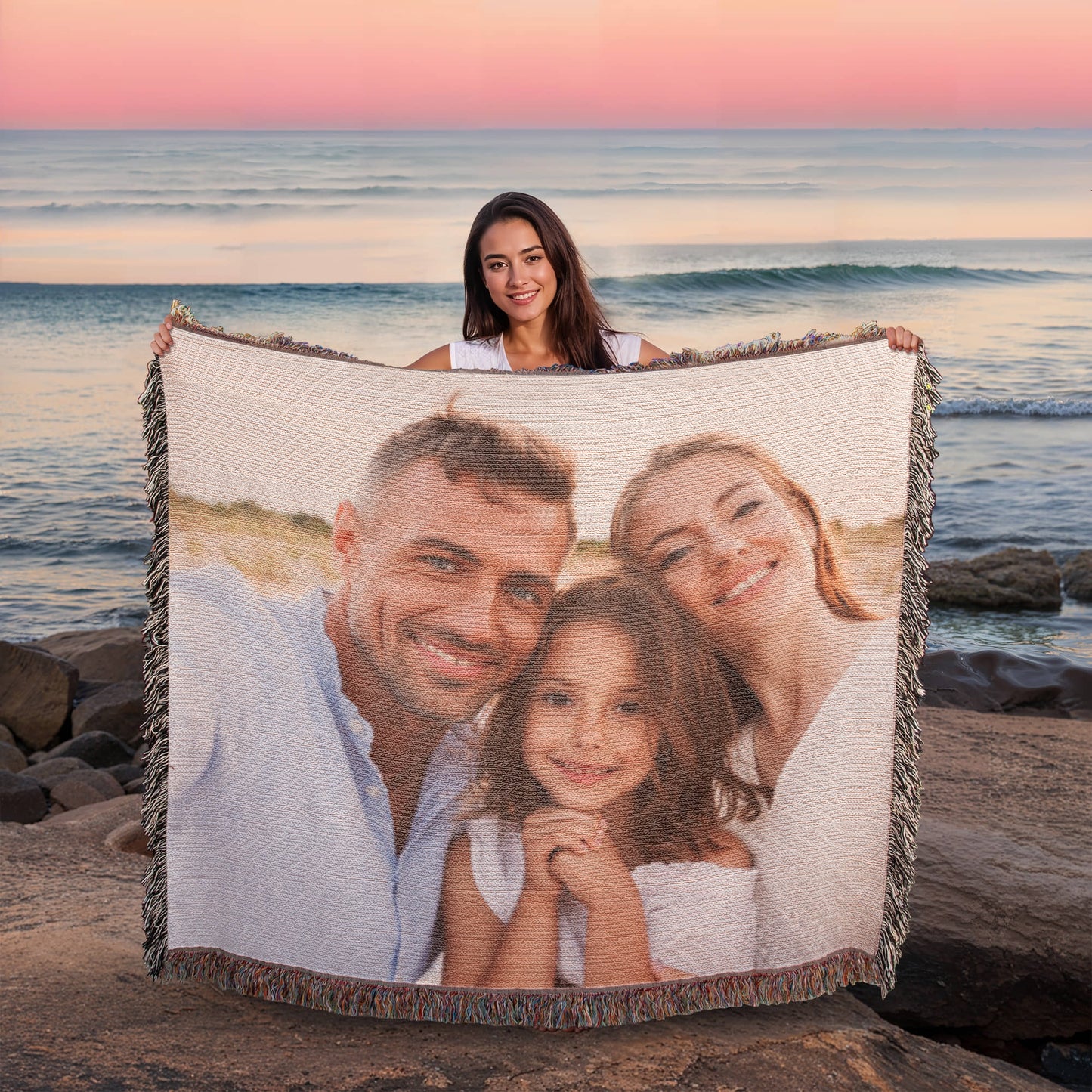 Personalized Photo Upload Heirloom Premium Cotton Woven Blanket