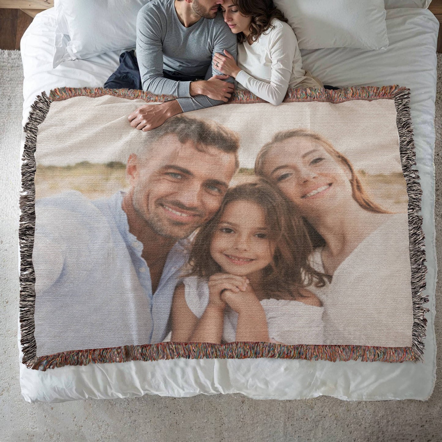 Personalized Photo Upload Heirloom Premium Cotton Woven Blanket