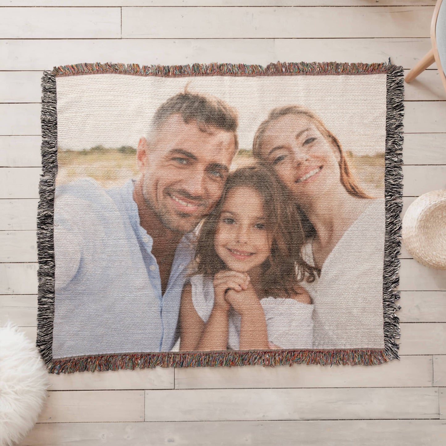 Personalized Photo Upload Heirloom Premium Cotton Woven Blanket