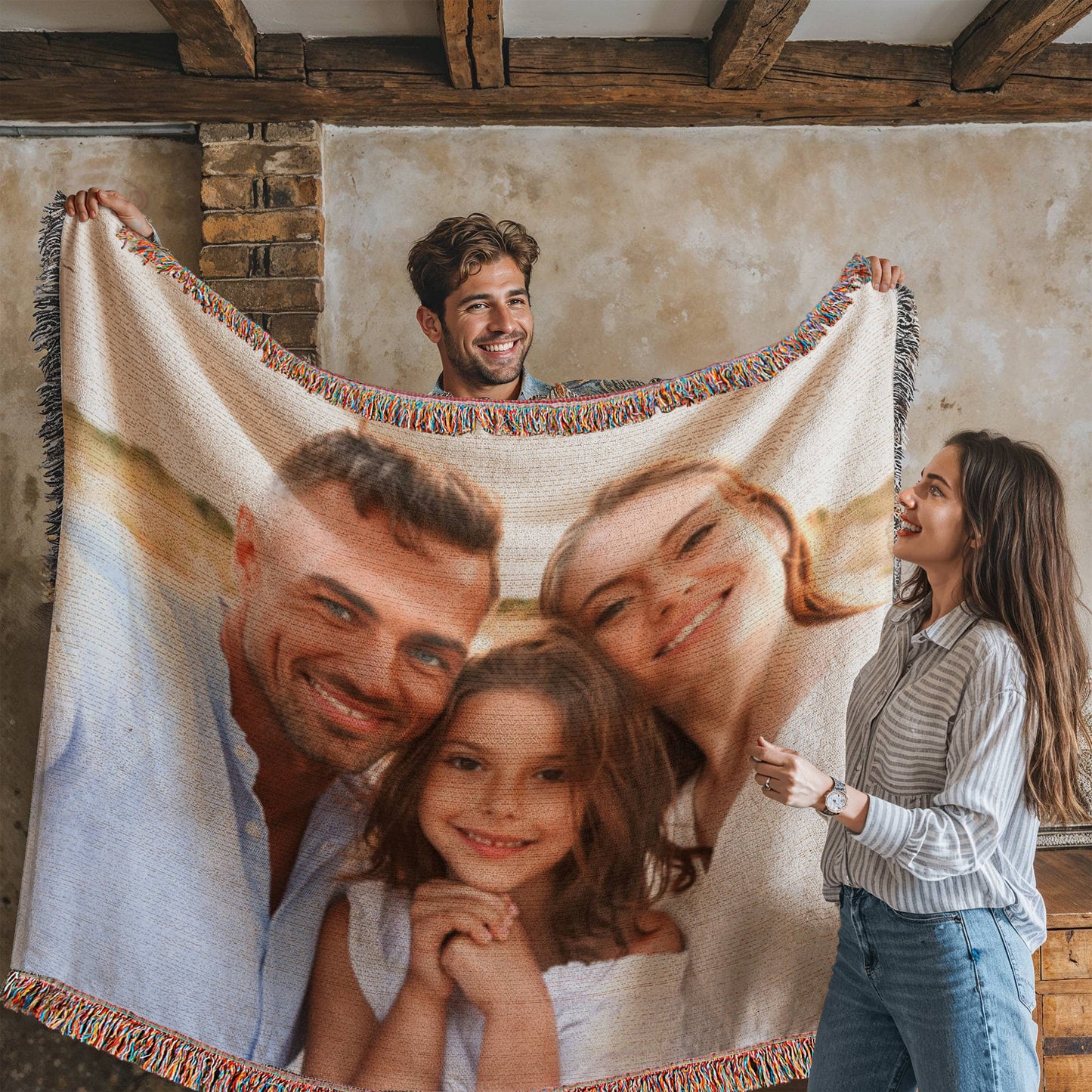 Personalized Photo Upload Heirloom Premium Cotton Woven Blanket