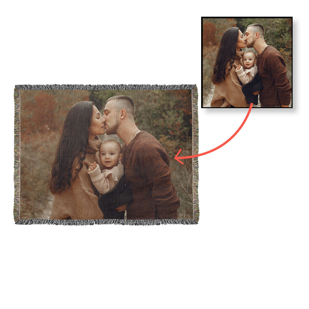 Personalized Photo Upload Heirloom Premium Cotton Woven Blanket
