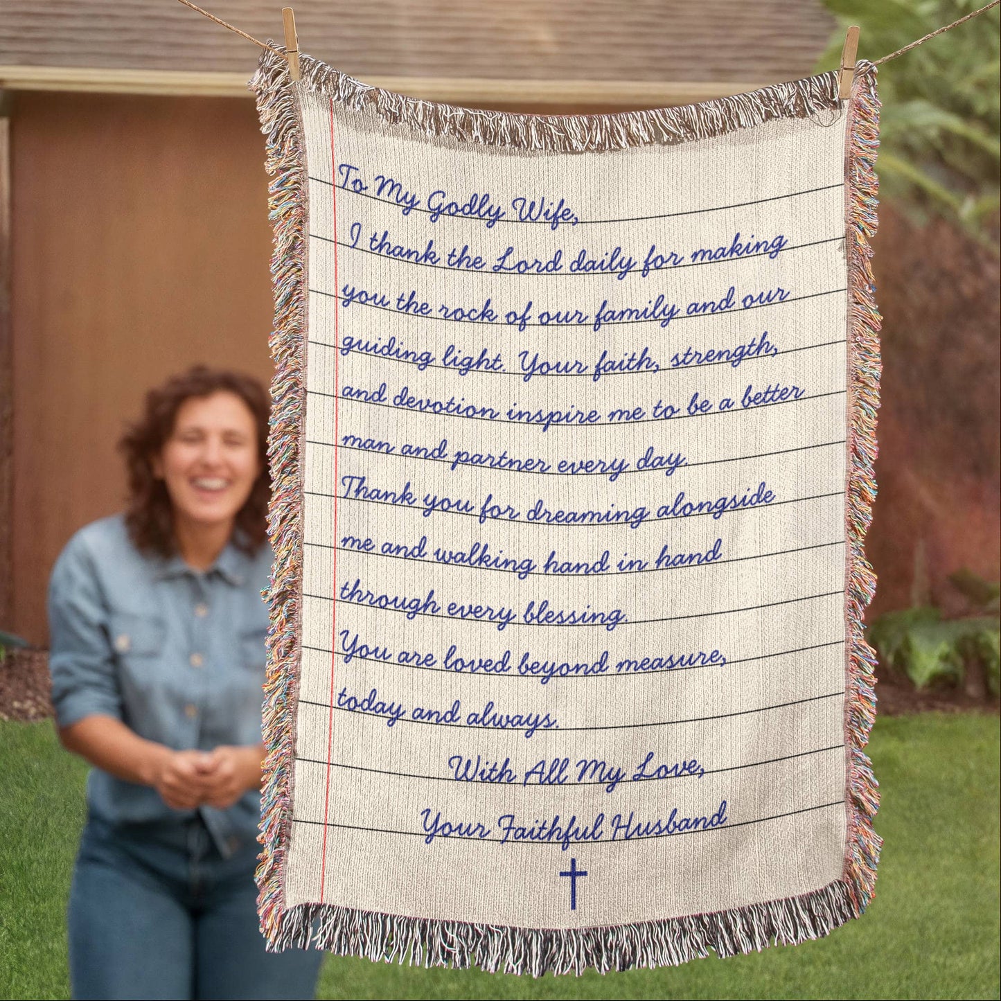 Letter To Mother Wife Cotton Woven Blanket Christian Faith