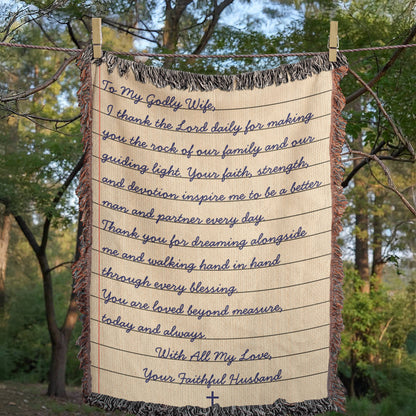 Letter To Wife Mother Cotton Woven Blanket Christian Faith