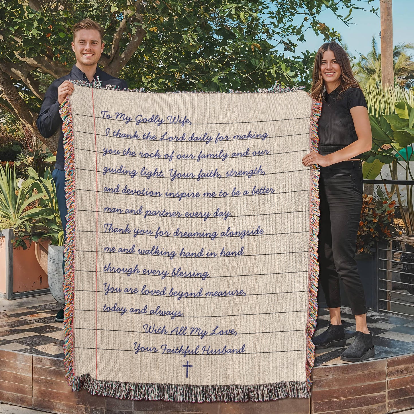 Letter To Mother Wife Cotton Woven Blanket Christian Faith