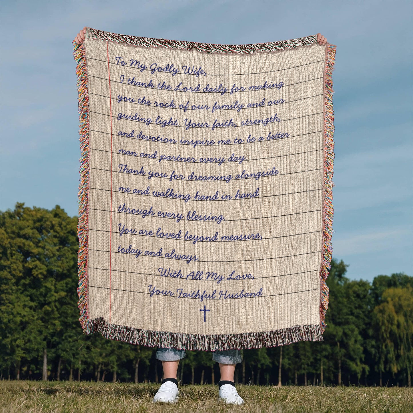 Letter To Mother Wife Cotton Woven Blanket Christian Faith