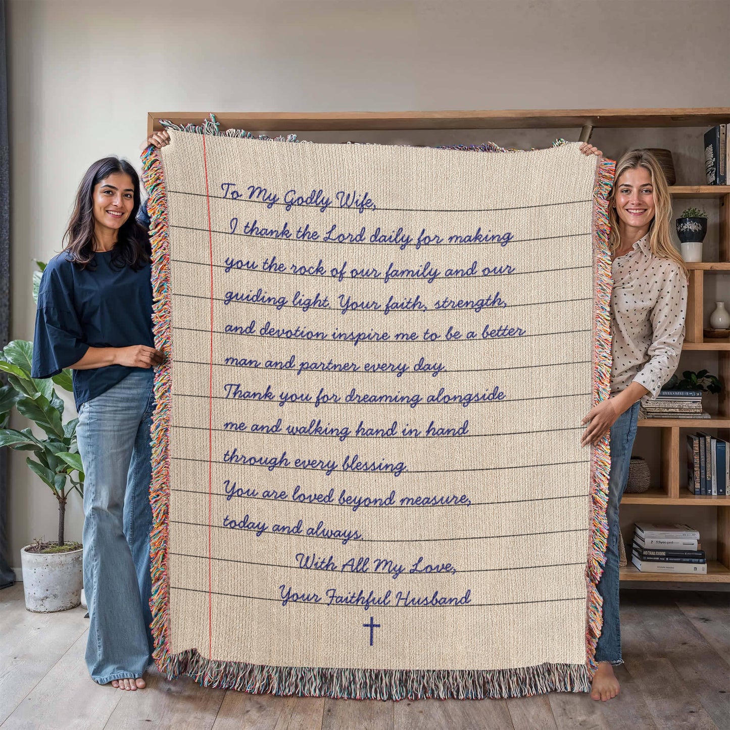 Letter To Mother Wife Cotton Woven Blanket Christian Faith