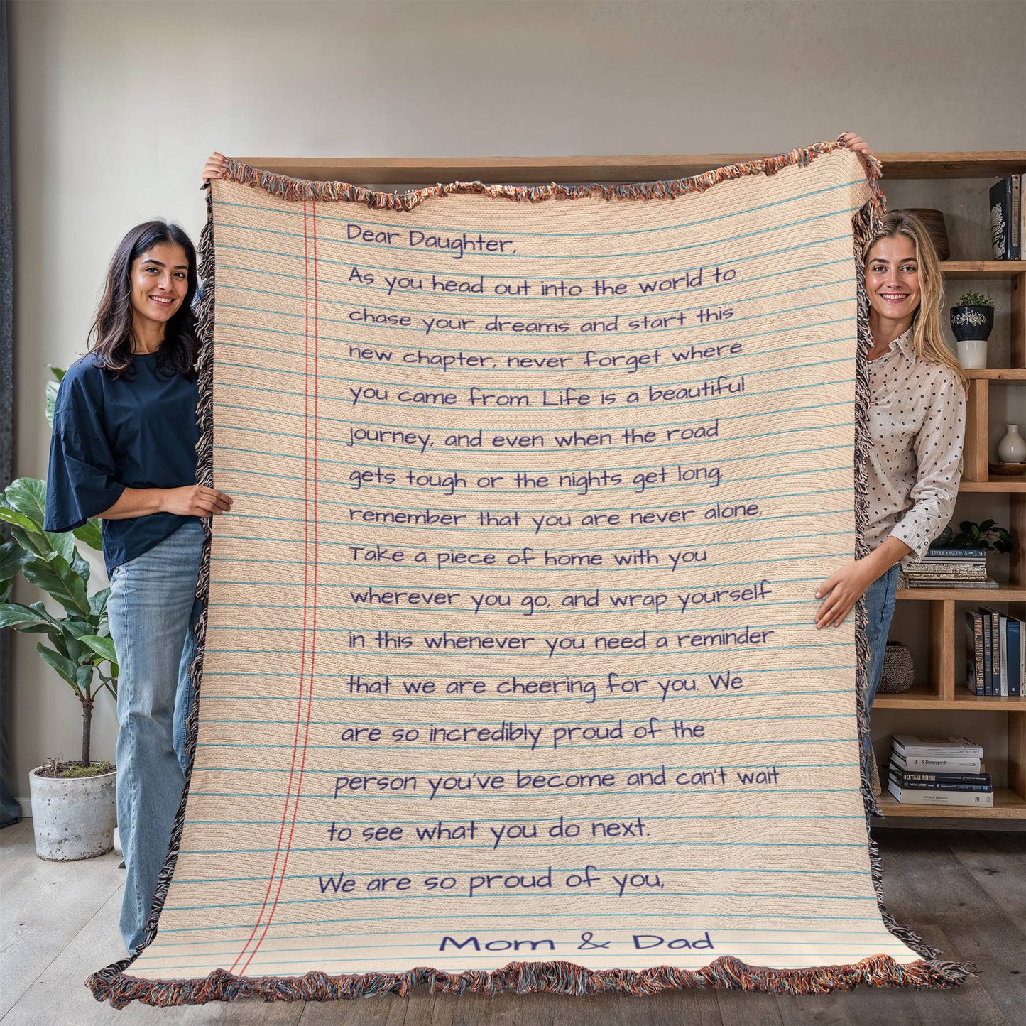 Love Mom And Dad Daughter Off To College Sentimental Letter Woven Blanket