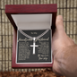 The Narrow Path -- To Father Husband Love Wife Cross Cuban Link Necklace Message Card Gift