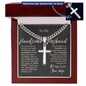 The Narrow Path -- To Father Husband Love Wife Cross Cuban Link Necklace Message Card Gift