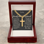 The Narrow Path -- To Father Husband Love Wife Cross Cuban Link Necklace Message Card Gift