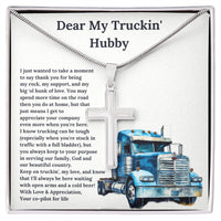Load image into Gallery viewer, My Truckin&#39; Hubby | Trucker Cross Necklace Gift
