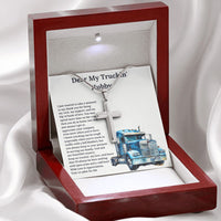 Load image into Gallery viewer, My Truckin&#39; Hubby | Trucker Cross Necklace Gift
