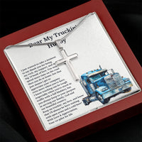 Load image into Gallery viewer, My Truckin&#39; Hubby | Trucker Cross Necklace Gift
