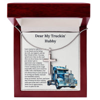 Load image into Gallery viewer, My Truckin&#39; Hubby | Trucker Cross Necklace Gift
