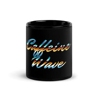 Load image into Gallery viewer, Caffeine Wave | Black Glossy Mug 11 oz 15 oz Coffee Mug
